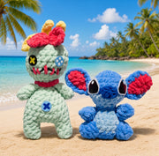 Crochet Blue Alien Sti-ch and Ragdoll