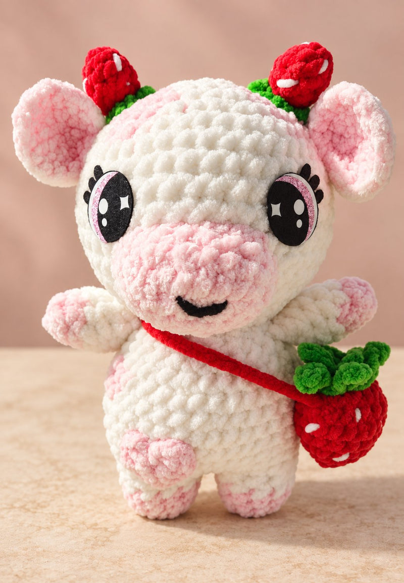 Crochet Strawberry Cow